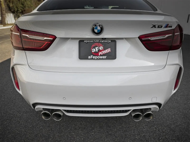 aFe MACH Force-Xp 3.5in. 304 SS C/B Exhaust w/o Muffler 15-18 BMW X5 M V8-4.4L (tt) - Polished Tip - Installation View
