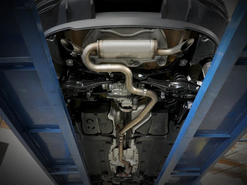 aFe MACH Force-Xp 3in - 2 1/2in SS Cat Back Exhaust System VW Tiguan 18-22 2.0 110in Wheelbase (AWD) - Installation View