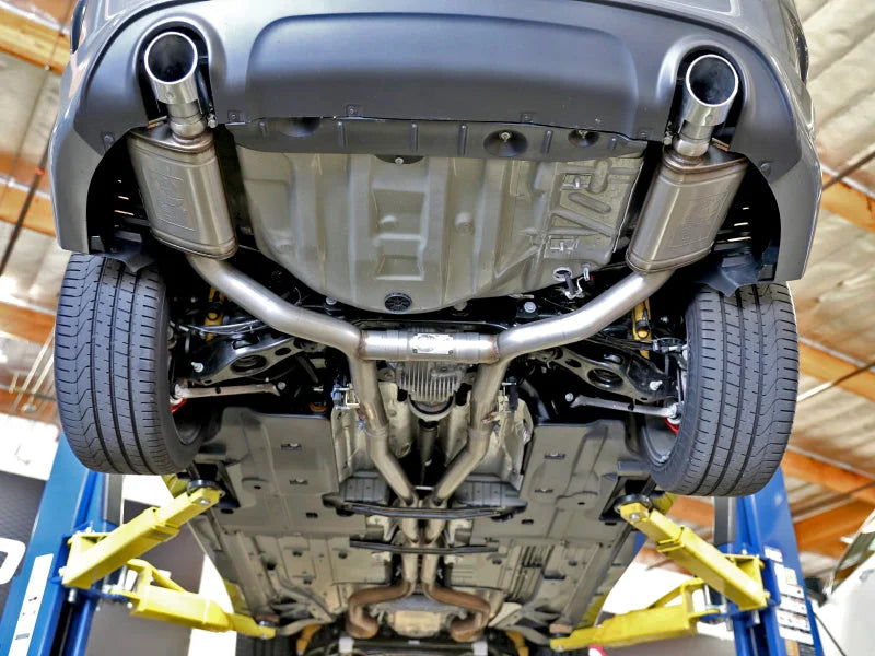 aFe MACH Force-Xp 3in 304 SS Cat-Back Exhaust 15-20 Dodge Charger Hellcat V8-6.2L (sc) / 392 V8-6.4L - Side View