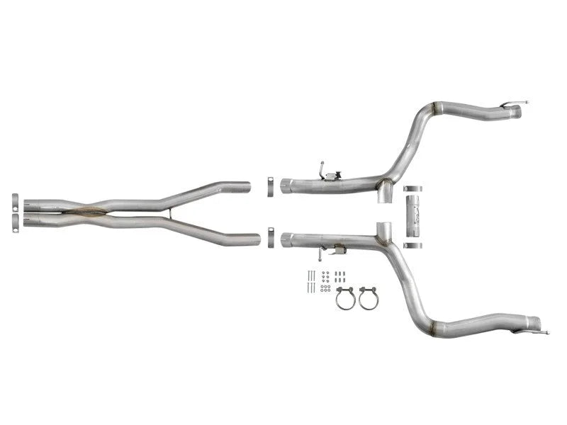 aFe MACH Force-Xp 3in 304 SS Cat-Back Exhaust 15-20 Dodge Charger Hellcat V8-6.2L/6.4L w/o Muffler - Back View