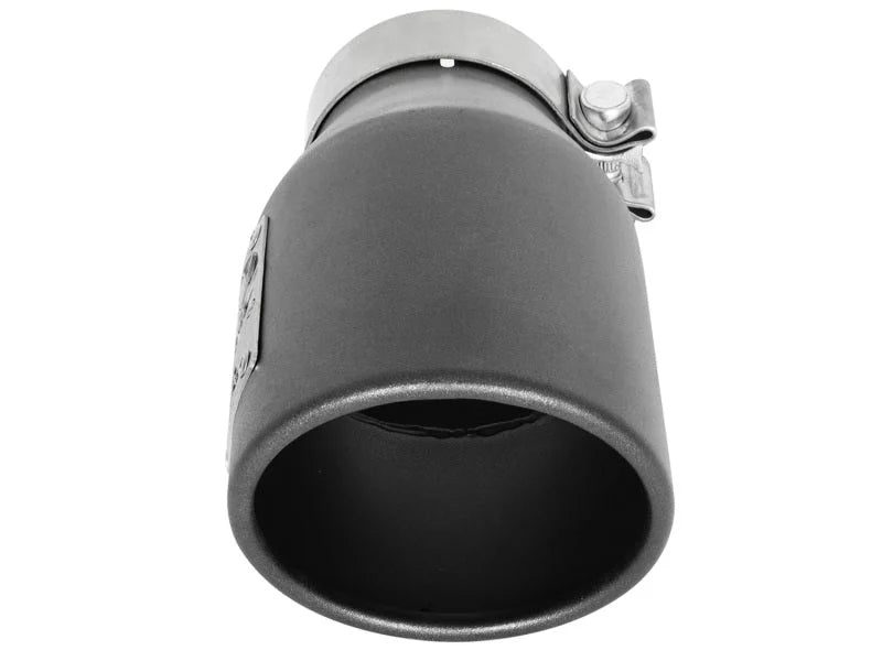 aFe MACH Force-Xp 3in 304 SS Metallic Black Exhaust Tip 3in In x 4-1/2in Out x 9in L Clamp-On Right - Side View