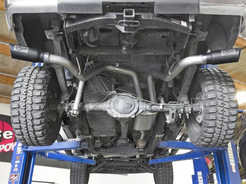 aFe MACH Force-Xp 3in CB SS Dual Exhaust w/Black Tips 09-16 GM Silverado/Sierra 4.3L/4.8L/5.3L - Side View