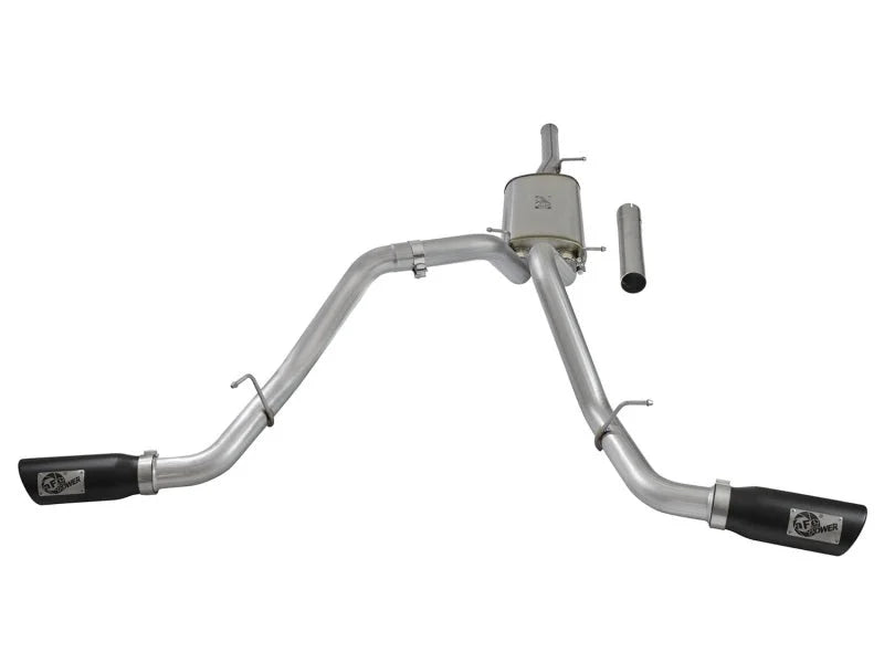 aFe MACH Force-Xp 3in CB SS Dual Exhaust w/Black Tips 09-16 GM Silverado/Sierra 4.3L/4.8L/5.3L - Back View