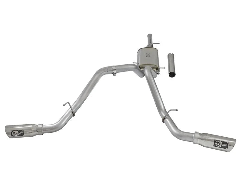 aFe MACH Force-Xp 3in CB SS Dual Exhaust w/Polished Tips 09-16 GM Silverado/Sierra 4.3L/4.8L/5.3L - Back View