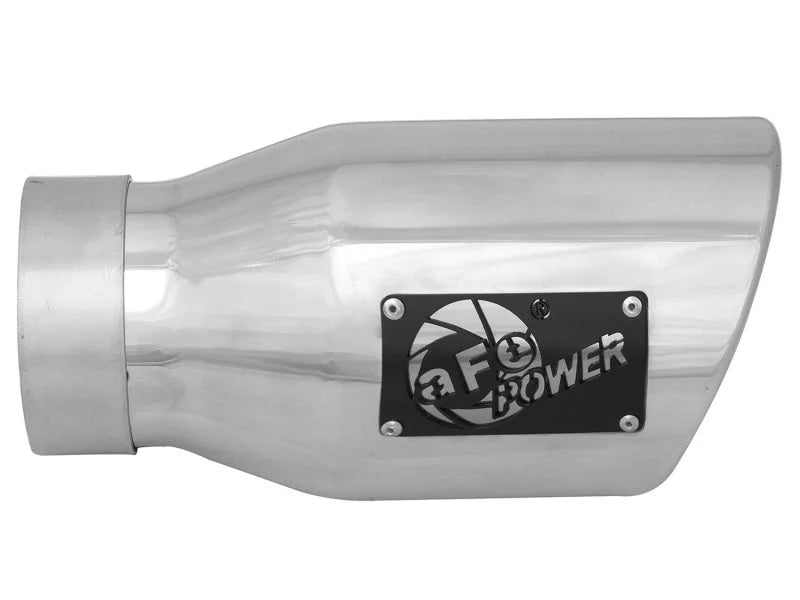 aFe MACH Force-Xp 3in Inlet x 4-1/2in Outlet x 9in Length 304 Stainless Steel Exhaust Tip - Installation View