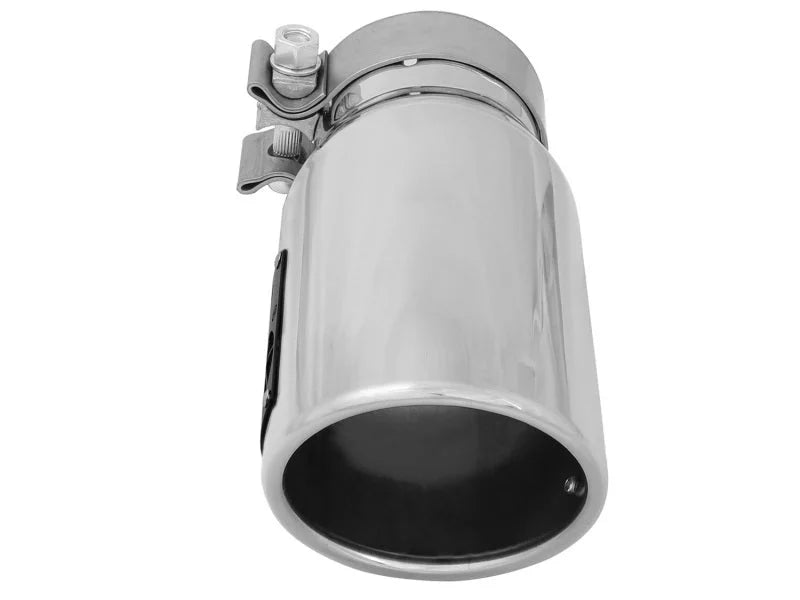 aFe MACH Force-Xp 3in Inlet x 4in Outlet x 9in Length 304 Stainless Steel Exhaust Tip Polished - Side View