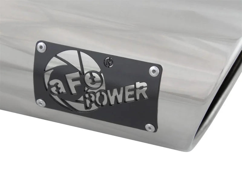 aFe MACH Force-Xp 3in Inlet x 4in Outlet x 9in Length 304 Stainless Steel Exhaust Tip Polished - Back View
