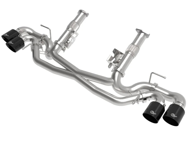 aFe MACH Force-Xp 3in to 2-1/2in 304SS Cat-Back (No Muff.) 2020 Chevy Corvette (C8) 6.2L - Black Tip - Main Product View