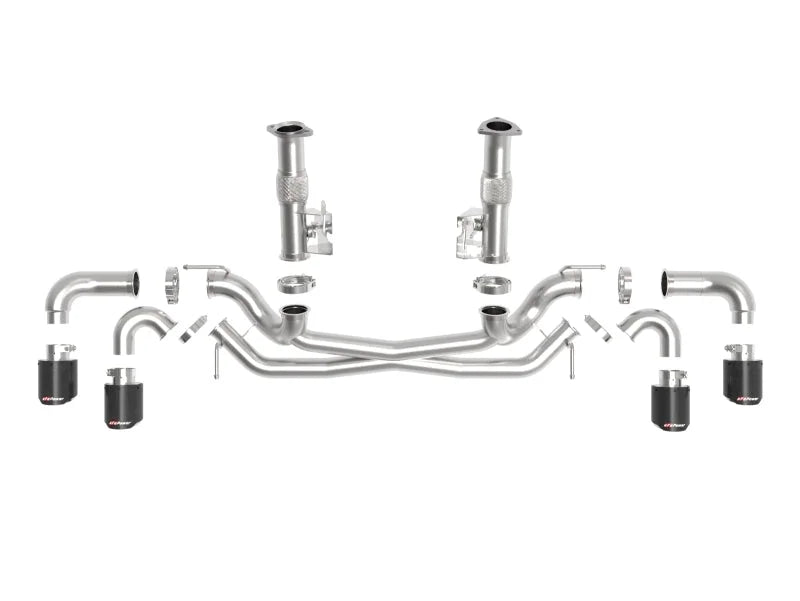 aFe MACH Force-Xp 3in to 2-1/2in 304SS Cat-Back (No Muff.) 2020 Chevy Corvette 6.2L - Carbon Tip - Back View