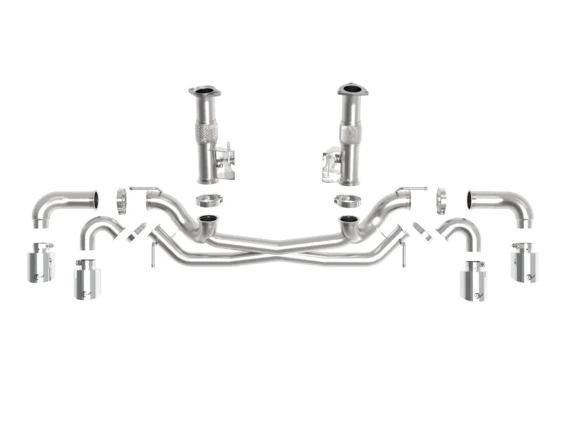 aFe MACH Force-Xp 3in to 2-1/2in 304SS Cat-Back (No Muff.) 2020 Chevy Corvette 6.2L- Polished Tip - Installation View