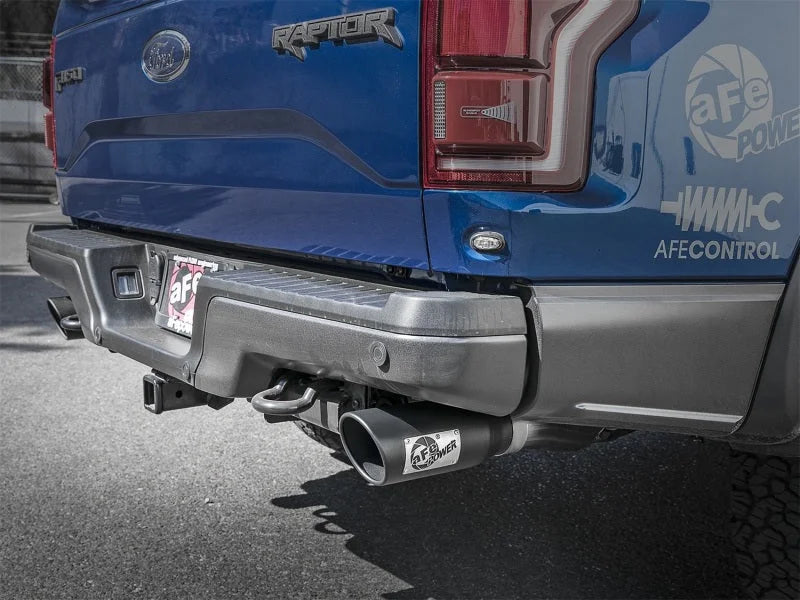aFe MACH Force-Xp 3in to 3-1/2in 304 SS Cat-Back Exhaust w/Black Tip 17-18 Ford F-150 Raptor V6 3.5L - Installation View
