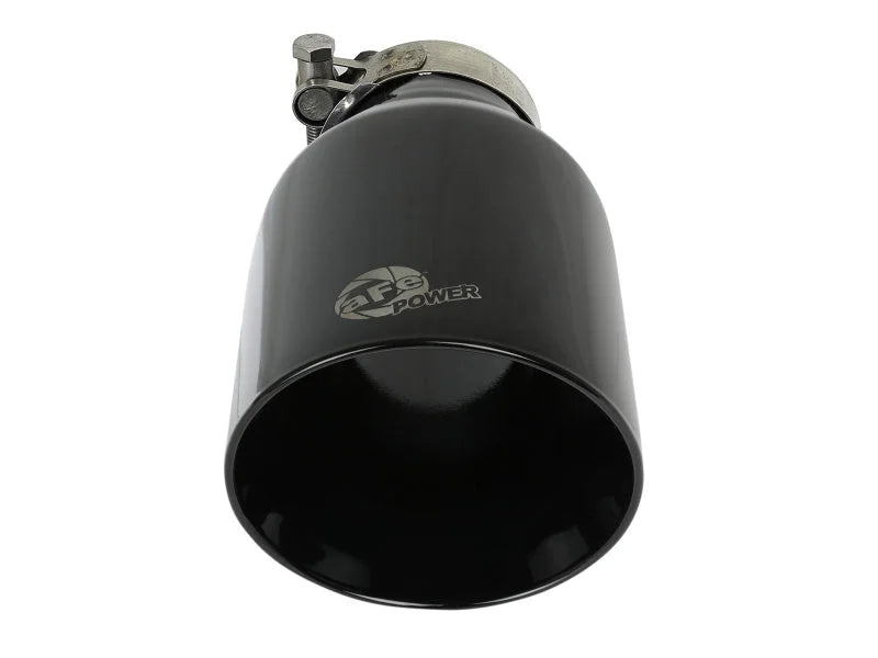 aFe MACH Force-Xp 409 SS Clamp-On Exhaust Tip 2.5in. Inlet / 4.5in. Outlet / 9in. L - Black - Side View