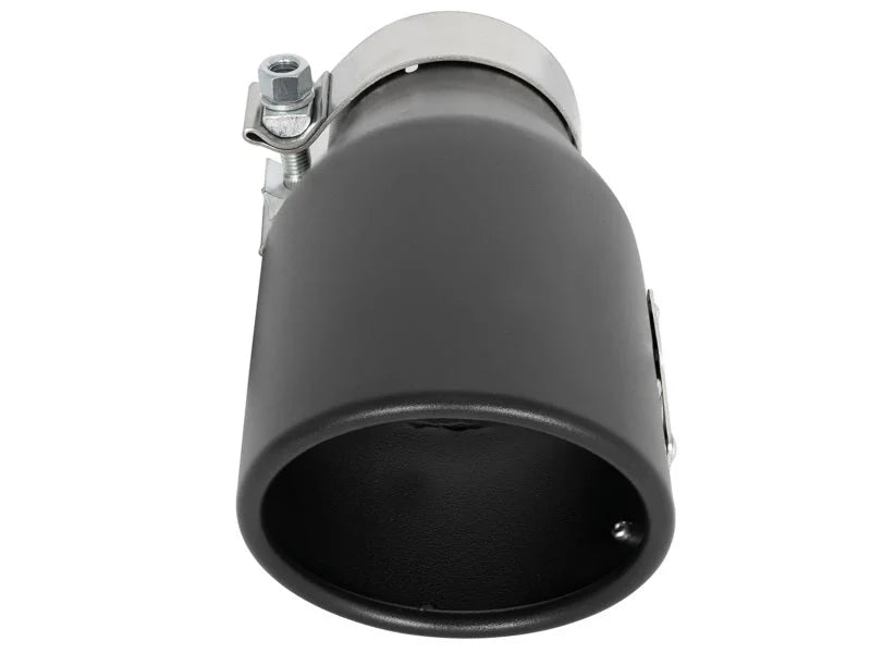 aFe MACH Force-Xp 409 SS Exhaust Tip Black (Left Side) 3in In x 4-1/2in Out x 9in L Clamp-On - Back View