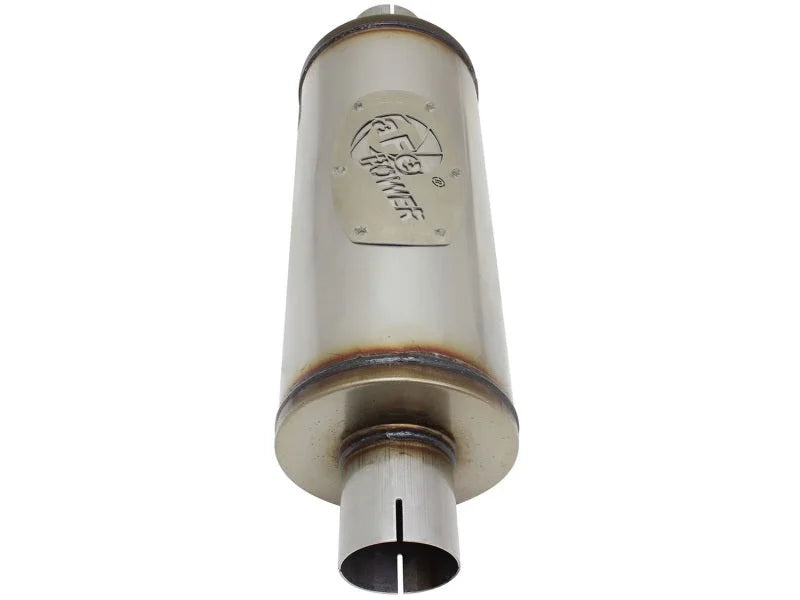 aFe MACH Force-Xp 409 SS Muffler 2-1/2in Center/Center 14in L X 6in Dia - Round Body - Additional View 5