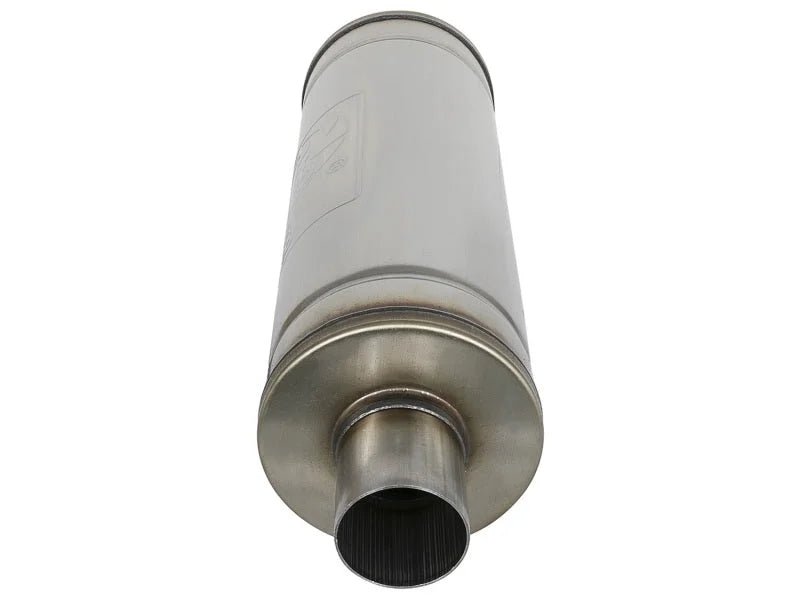 aFe MACH Force-Xp 409 SS Muffler 2.5in Center/Center 18in L x 6in Dia - Round Body - Additional View 5