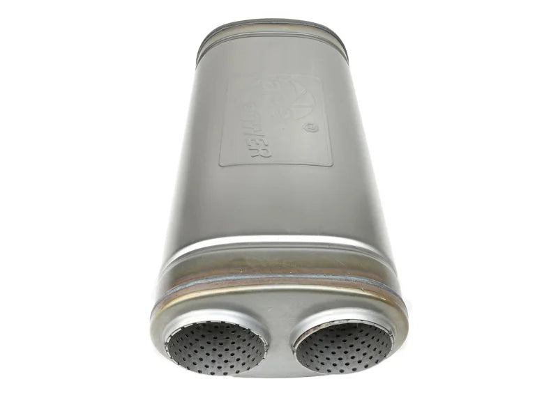 aFe MACH Force-Xp 409 SS Muffler 3in Dual Inlet/Dual Outlet 5in H x 8in W x 18in L - Oval Body - Installation View