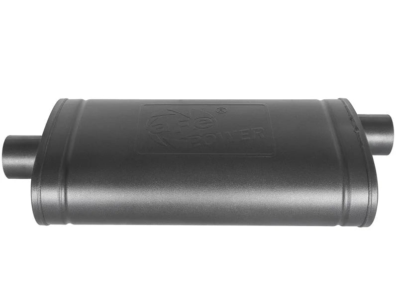 aFe MACH Force-Xp 409 SS Muffler w/ Black Finish 3in Center/Offset 22in L x 11in x 5in - Oval Body - Additional View 5