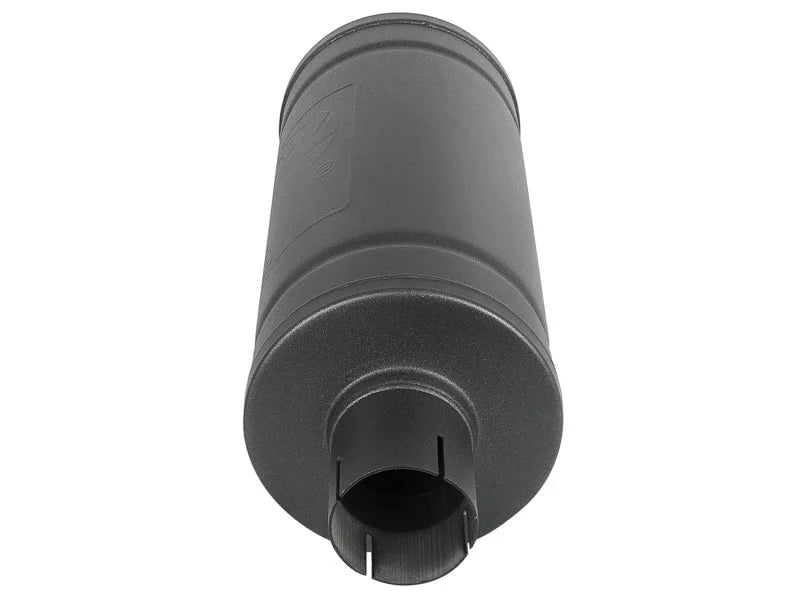 aFe MACH Force-Xp 409 SS Muffler w/ Black finish 2-1/2in Inlet & Oulet 14in x 16in Diameter - Installation View