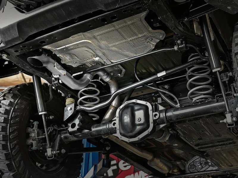 aFe MACH Force-Xp Axle-Back Exhaust System w/NoTip 18-20 Jeep Wrangler L4-2.0T / V6-3.6L - Side View
