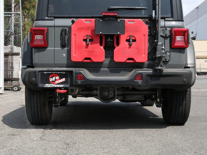 aFe MACH Force-Xp Axle-Back Exhaust System w/NoTip 18-20 Jeep Wrangler L4-2.0T / V6-3.6L - Back View