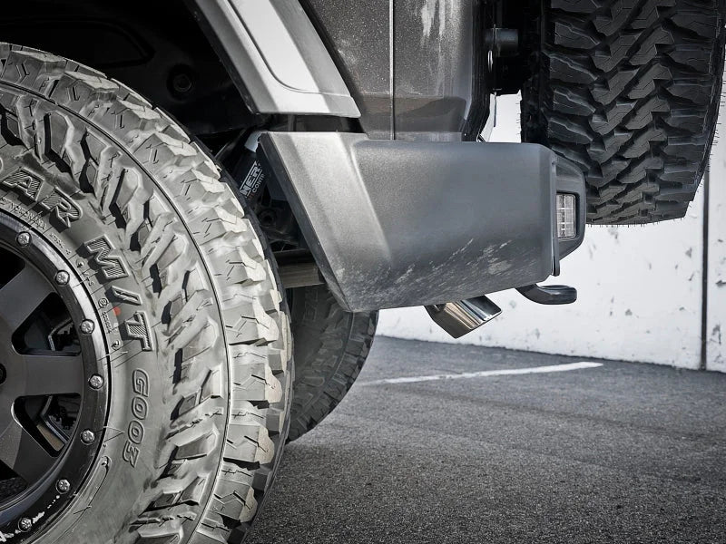 aFe MACH Force-Xp Axle-Back Exhaust System w/Polished Tip 18-20 Jeep Wrangler L4-2.0T / V6-3.6L - Back View