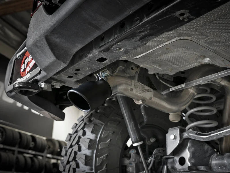 aFe MACH Force-Xp Axle-Back Hi-Tuck Exhaust System w/Black Tip 18-19 Jeep Wrangler (JL) V6 3.6L - Back View