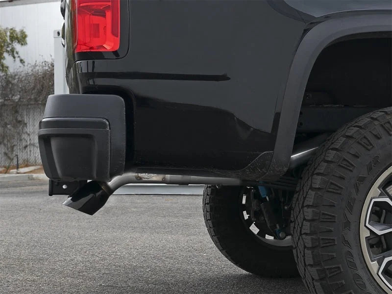 aFe MACH Force-Xp Hi-Tuck 3in. 409 SS C/B Exhaust 15-18 GM Colorado/Canyon L4-2.5L/V6-3.6L - Blk Tip - Back View
