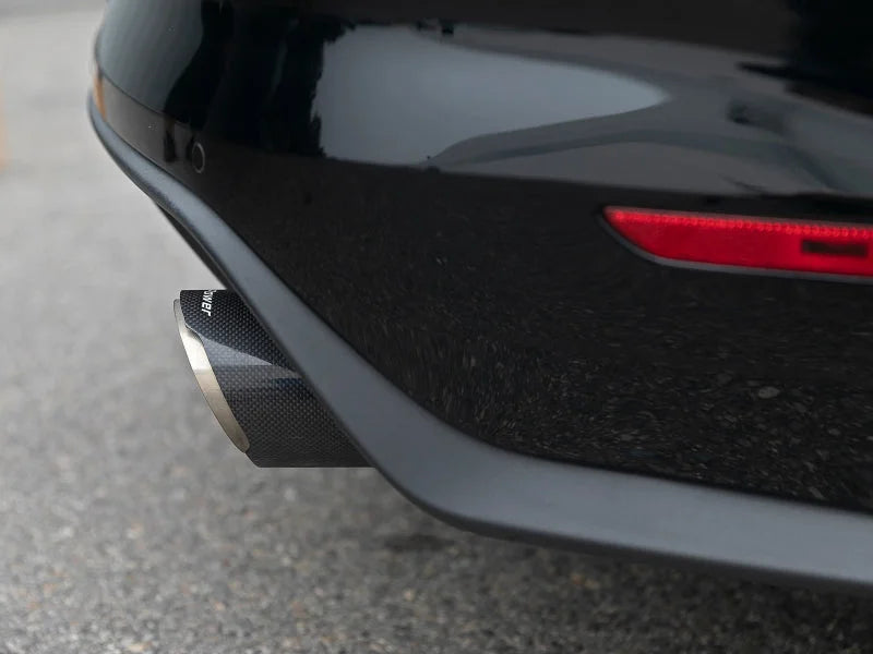 aFe MACH Force Xp SS Axle Back Exhaust System w/ Carbon Fiber Tips 15-17 Ford Mustang GT V8-5.0L - Side View