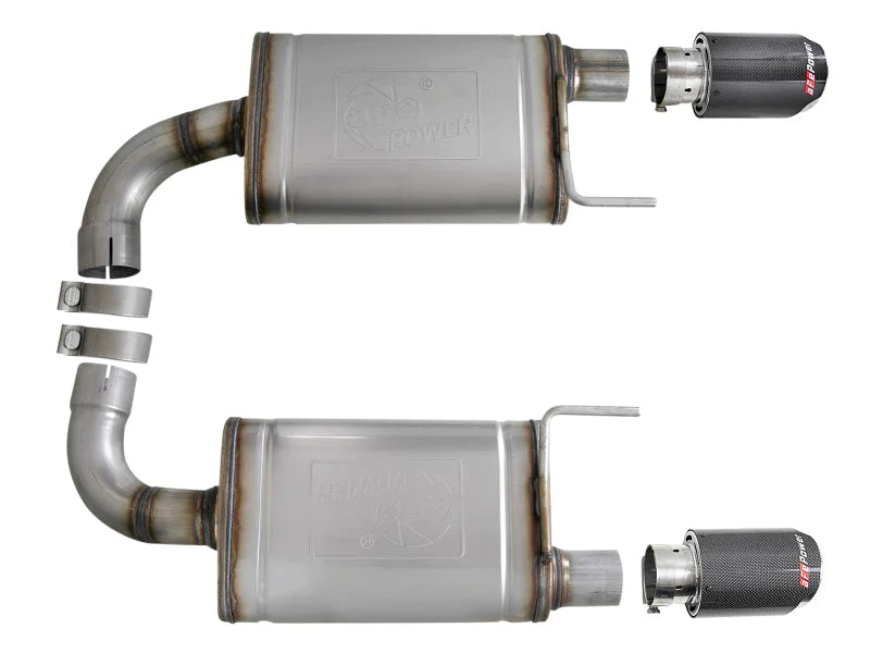 aFe MACH Force Xp SS Axle Back Exhaust System w/ Carbon Fiber Tips 15-17 Ford Mustang GT V8-5.0L - Back View