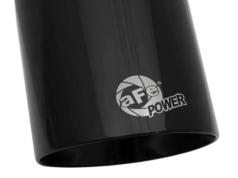 aFe MACH Force-Xp Univ 304 SS Double-Wall Clamp-On Exhaust Tip - Black - 3in Inlet - 4.5in Outlet - Side View