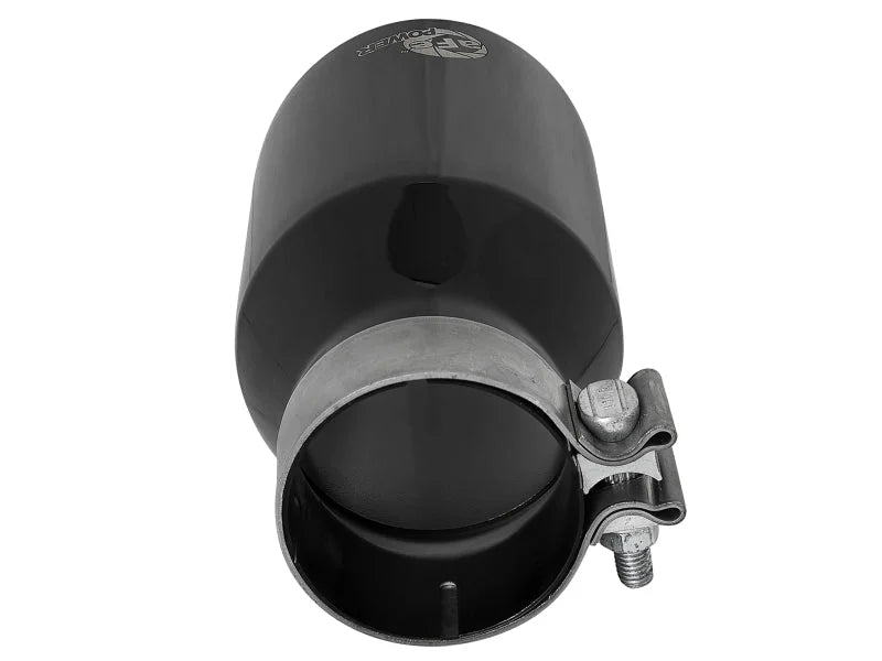 aFe MACH Force-Xp Univ 304 SS Double-Wall Clamp-On Exhaust Tip - Black - 3in Inlet - 4.5in Outlet - Additional View 5