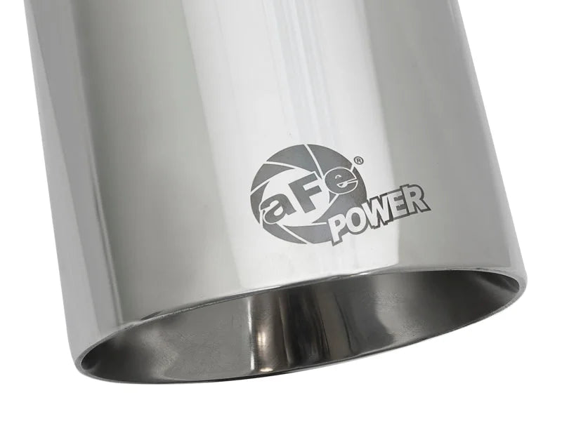 aFe MACH Force-Xp Univ 304 SS Double-Wall Clamp-On Exhaust Tip - Polished - 3in Inlet - 4.5in Outlet - Back View