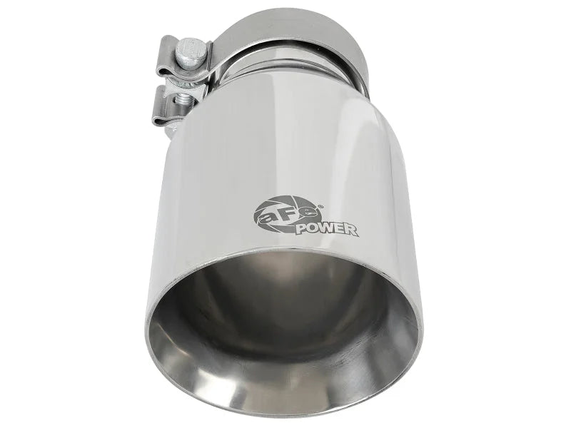 aFe MACH Force-Xp Univ 304 SS Double-Wall Clamp-On Exhaust Tip - Polished - 3in Inlet - 4.5in Outlet - Installation View