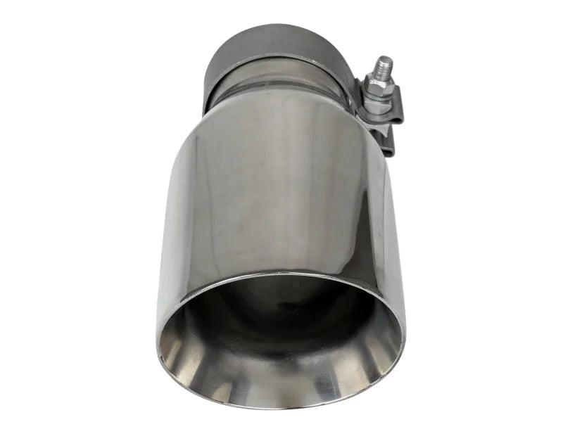 aFe MACH Force-Xp Univ 304 SS Double-Wall Clamp-On Exhaust Tip - Polished - 3in Inlet - 4.5in Outlet - Additional View 5