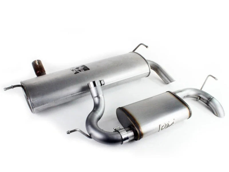 aFe MACHForce XP 07-17 Jeep Wrangler V6-3.6/3.8L 409 SS 2.5in Axle-Back Exhaust - Back View