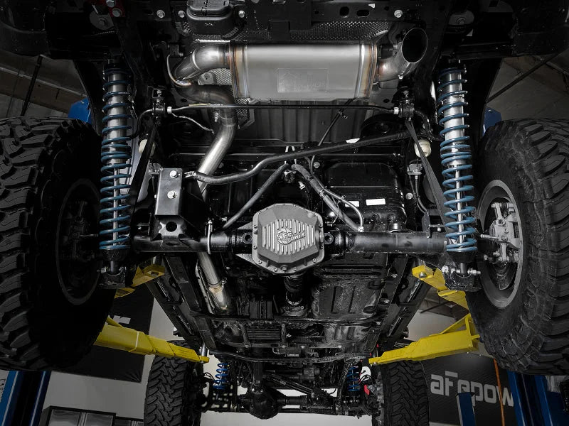 aFe MACHForce XP 18-20 Jeep Wrangler (JL) L4-2.0L (t) 3in 409 SS Cat-Back Hi-Tuck Exhaust - Side View
