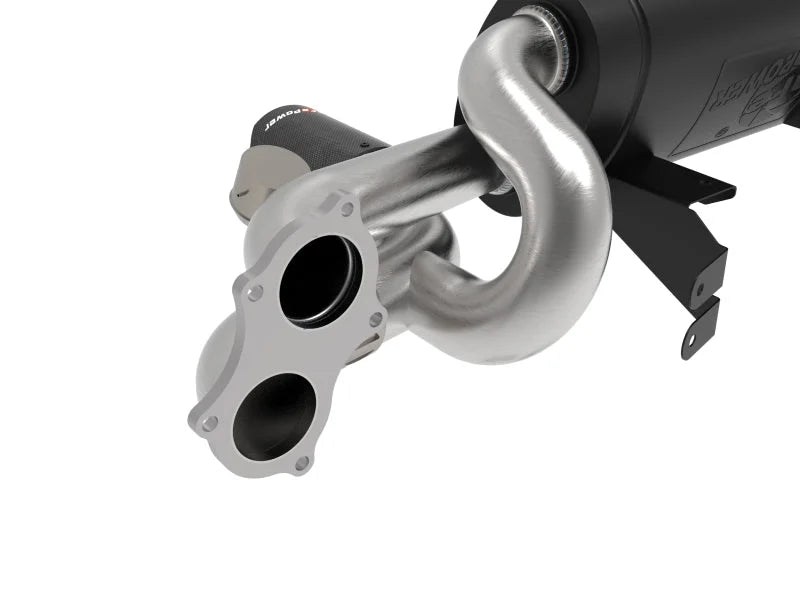 aFe MACHForce XP 2.25in-2.5in 304SS Exhaust Cat-Back 20-22 Porsche Cayman GT4 (718) - Carbon Tips - Back View