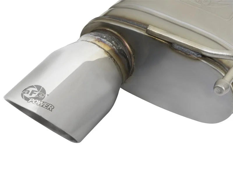 aFe MACHForce XP 2.5in 409 Stainless Axle Back Exhaust w/Stainless Tips 15-17 Ford Mustang I4-2.3L - Side View
