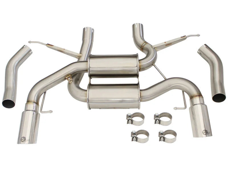 aFe MACHForce XP 2.5in Axle Back Stainless Exhaust w/ Polished Tips 07-13 BMW 335i 3.0L L6 (E90/92) - Back View