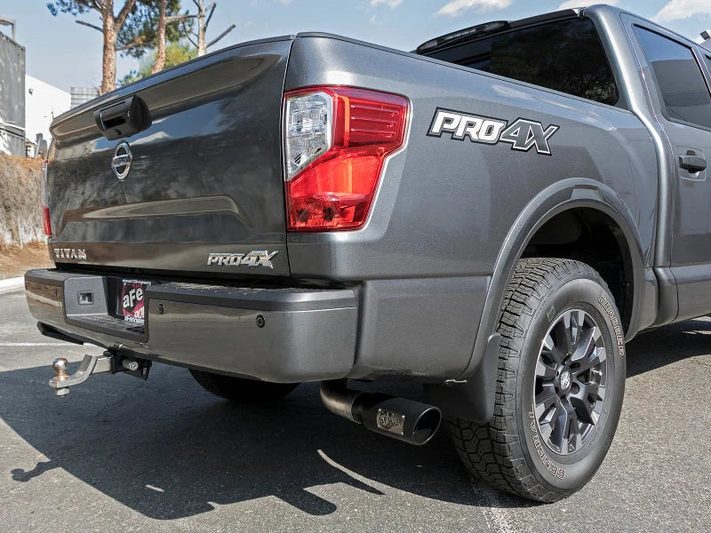 aFe MACHForce XP 2.5in Cat-Back Exhaust System w/ Black Tip Nissan Frontier 17-19 V8-5.6L - Side View