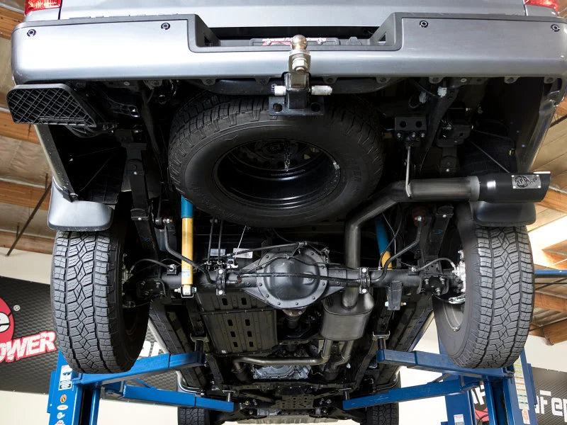 aFe MACHForce XP 2.5in Cat-Back Exhaust System w/ Black Tip Nissan Frontier 17-19 V8-5.6L - Back View
