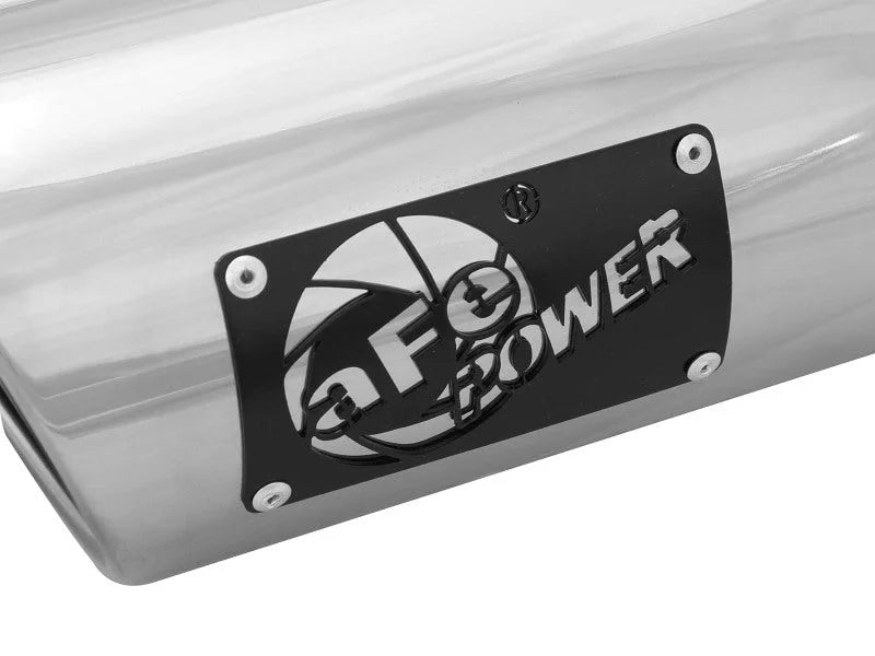 aFe MACHForce-XP 304 Stainless Steel Polished Exhaust Tip 3.5in x 4.5in Out x 12in L Clamp-On - Side View