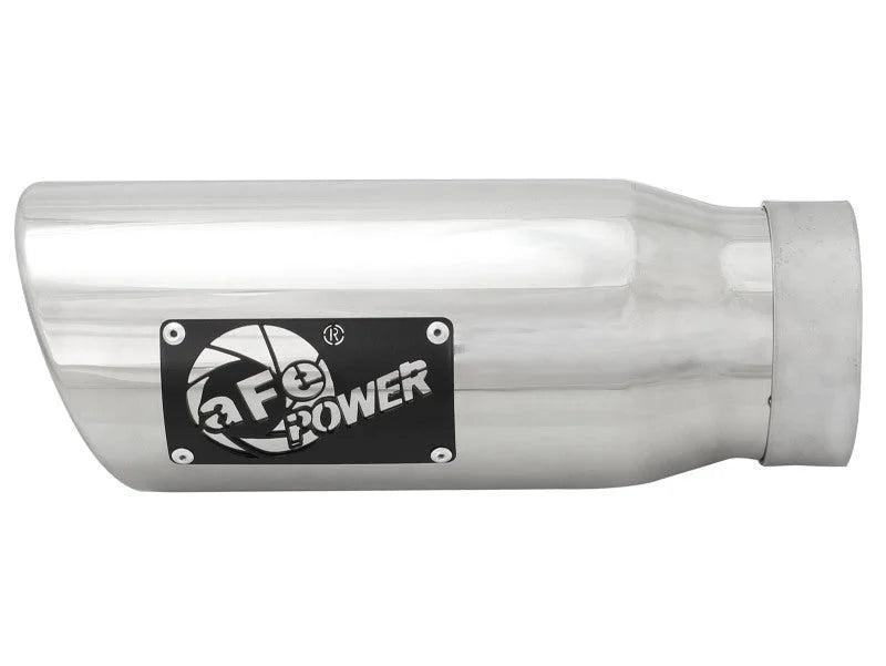aFe MACHForce-XP 304 Stainless Steel Polished Exhaust Tip 3.5in x 4.5in Out x 12in L Clamp-On - Back View