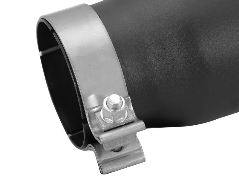 aFe MACHForce-XP 3.5in 409 Stainless Steel Exhaust Tip 3.5in x 4.5in Out x 12in L Clamp-On - Side View