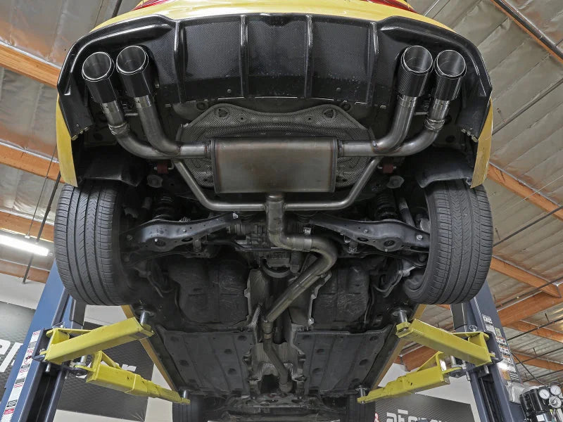 aFe MACHForce XP 3in-2.5in 304SS Exhaust Cat-Back 15-20 Audi S3 L4-2.0L (t) - Black Tips - Back View