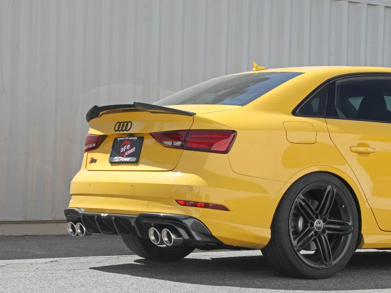 aFe MACHForce XP 3in-2.5in 304SS Exhaust Cat-Back 15-20 Audi S3 L4-2.0L (t) - Polished Tips - Back View