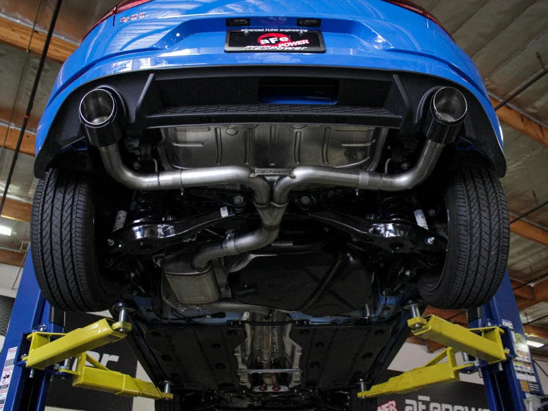 aFe MACHForce XP 3in-2.5in SS Exhaust Cat-Back 18-19 Volkswagen GTI (MK7.5) L4-2.0L (t) - Polished - Side View