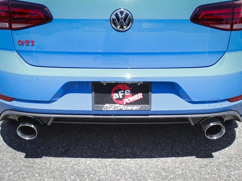 aFe MACHForce XP 3in-2.5in SS Exhaust Cat-Back 18-19 Volkswagen GTI (MK7.5) L4-2.0L (t) - Polished - Back View
