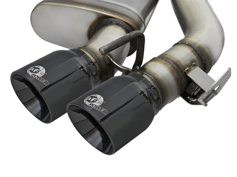 aFe MACHForce XP 3in 304 SS Axle-Back Exhaust Dual Exhaust (NPP) w/ Black Tips 16-17 Camaro SS V8 - Back View