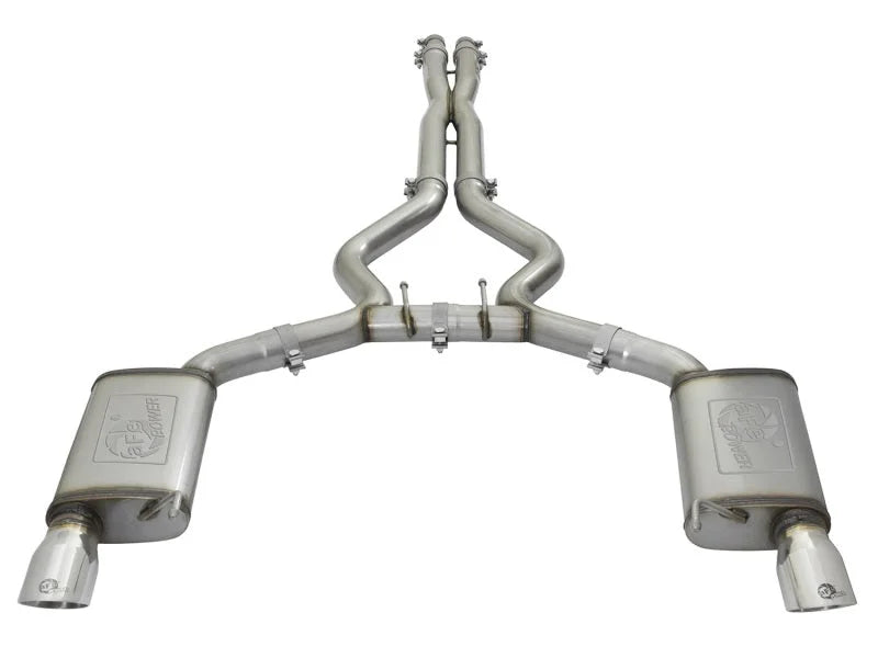 aFe MACHForce XP 3in 304 SS Cat-Back Exhausts w/ Polished Tips 15-17 Ford Mustang GT V8-5.0L/V6-3.7L - Back View